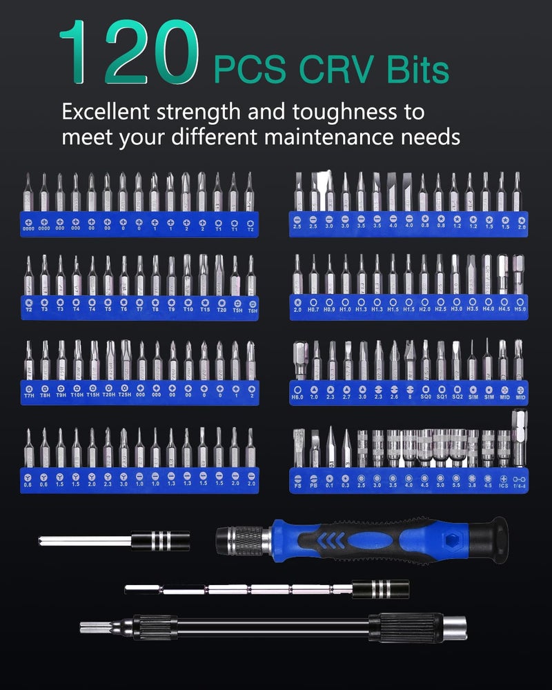 ORIA Precision Screwdriver Set, 142 in 1 Magnetic Screwdriver Kit with 120 Screwdrivers Bits, Computer Laptop Electronics Repair Tool Kit for SmartPhone, Laptop, Watches, MacBook, Tablet, Game Console - Image 2